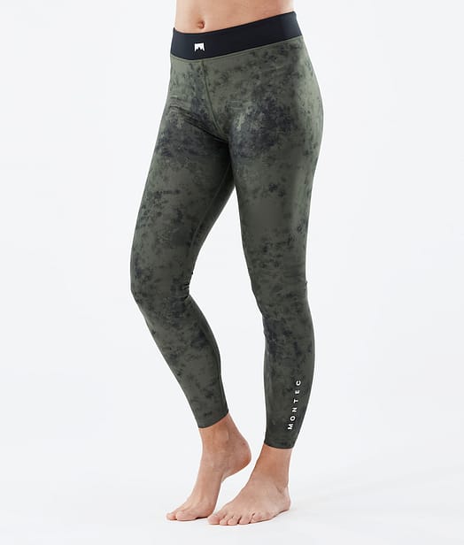 Zulu W Base Layer Pant Women Olive Green Tiedye