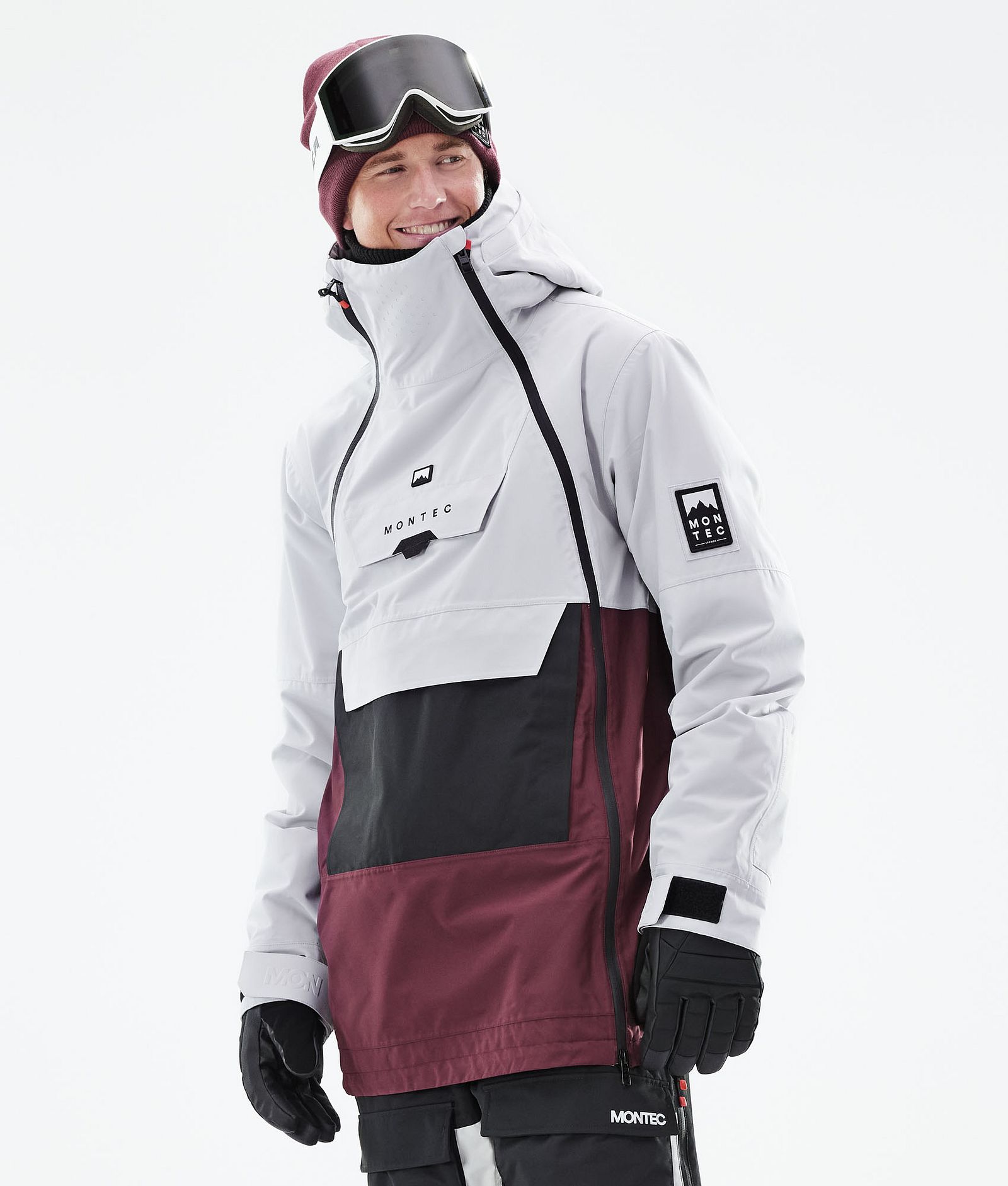 Doom 2021 Kurtka Snowboardowa Mężczyźni Light Grey/Black/Burgundy, Zdjęcie 1 z 11