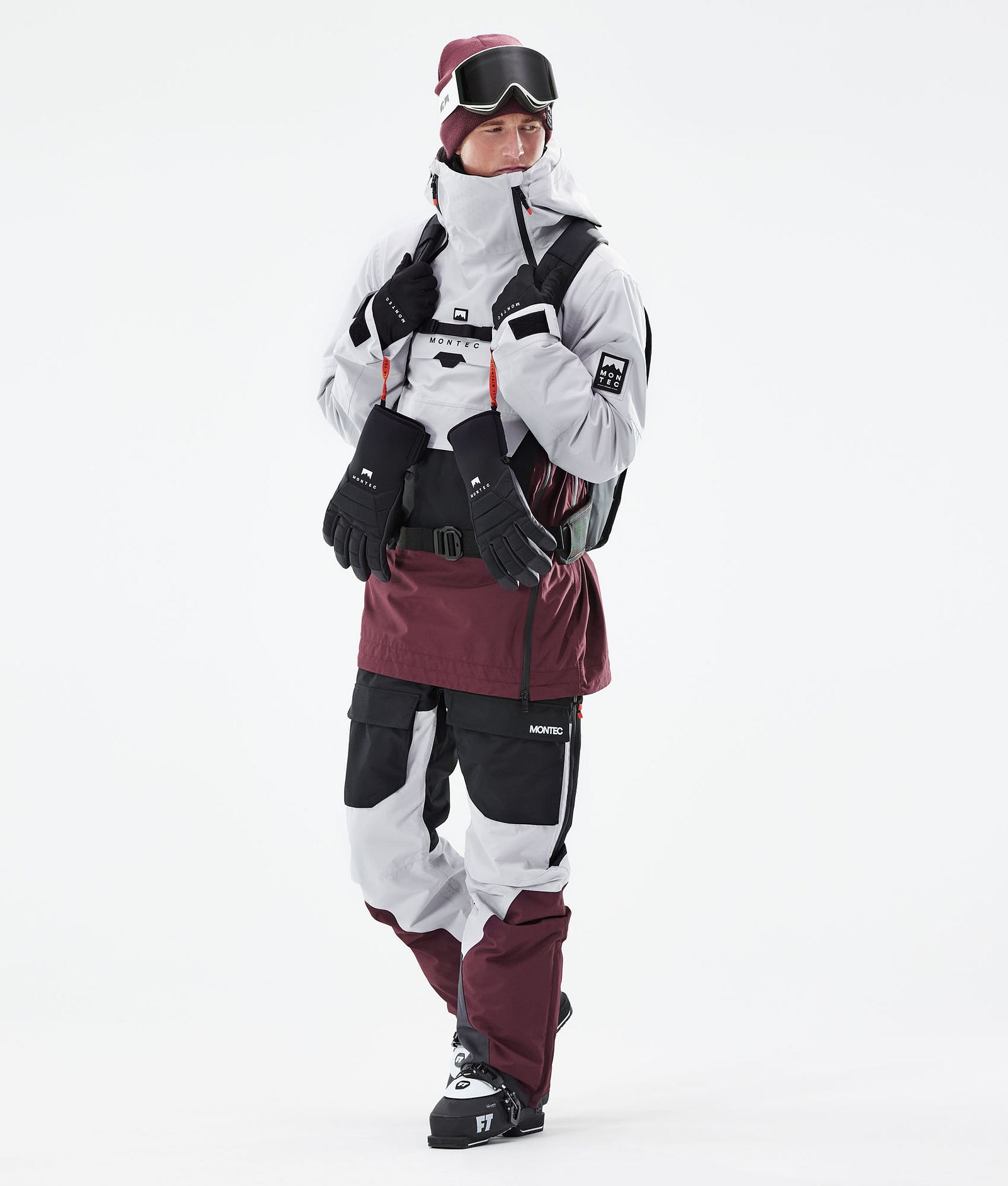 Doom 2021 Kurtka Narciarska Mężczyźni Light Grey/Black/Burgundy, Zdjęcie 4 z 11