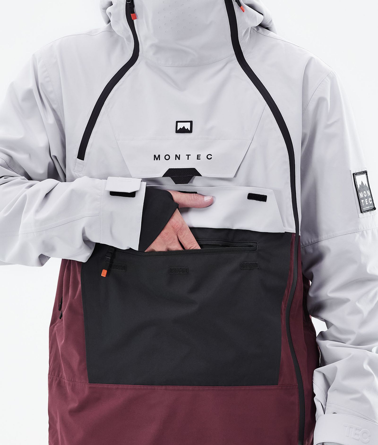 Doom 2021 Kurtka Snowboardowa Mężczyźni Light Grey/Black/Burgundy, Zdjęcie 10 z 11