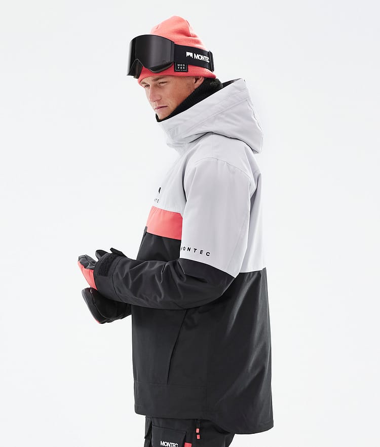 Dune 21 Kurtka Snowboardowa Mężczyźni Light Grey/Coral/Black, Zdjęcie 7 z 10