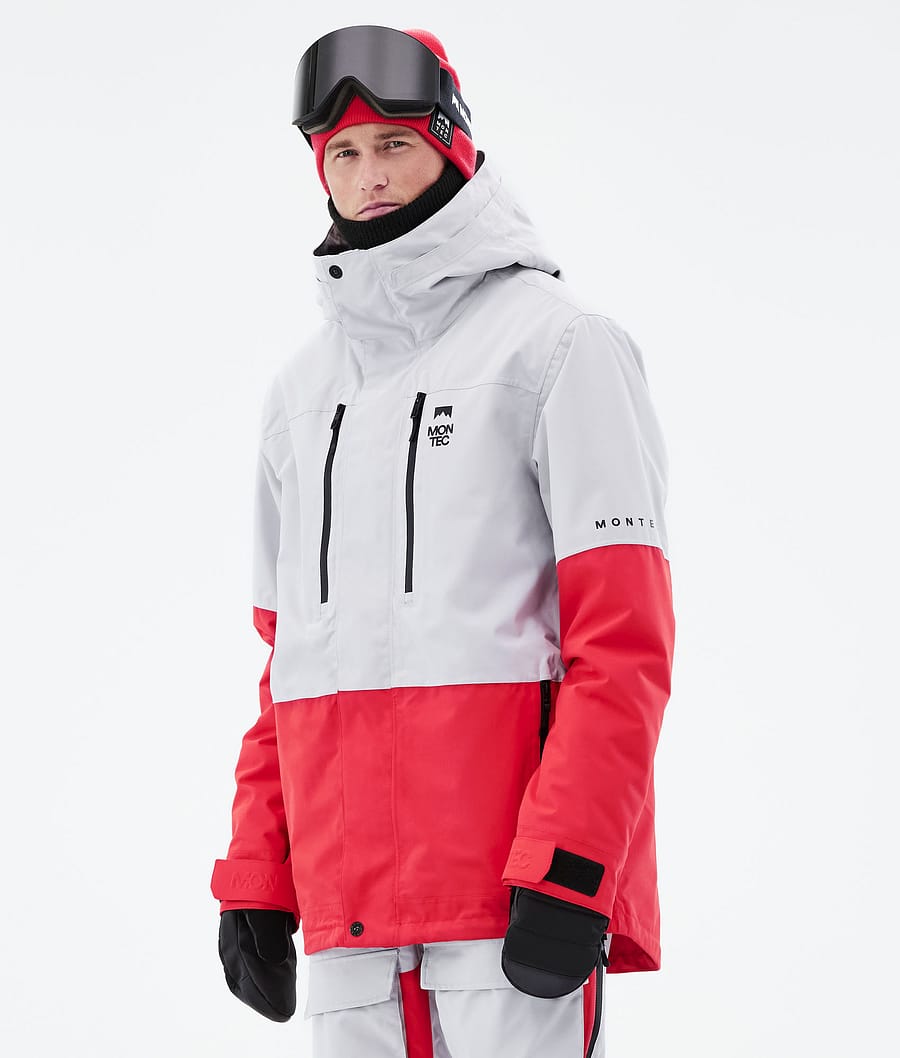 Fawk Ski jas Heren Light Grey/Red