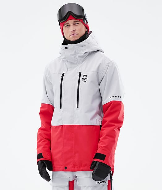 Montec Fawk 21 Bunda na Snowboard Pánské Light Grey/Red