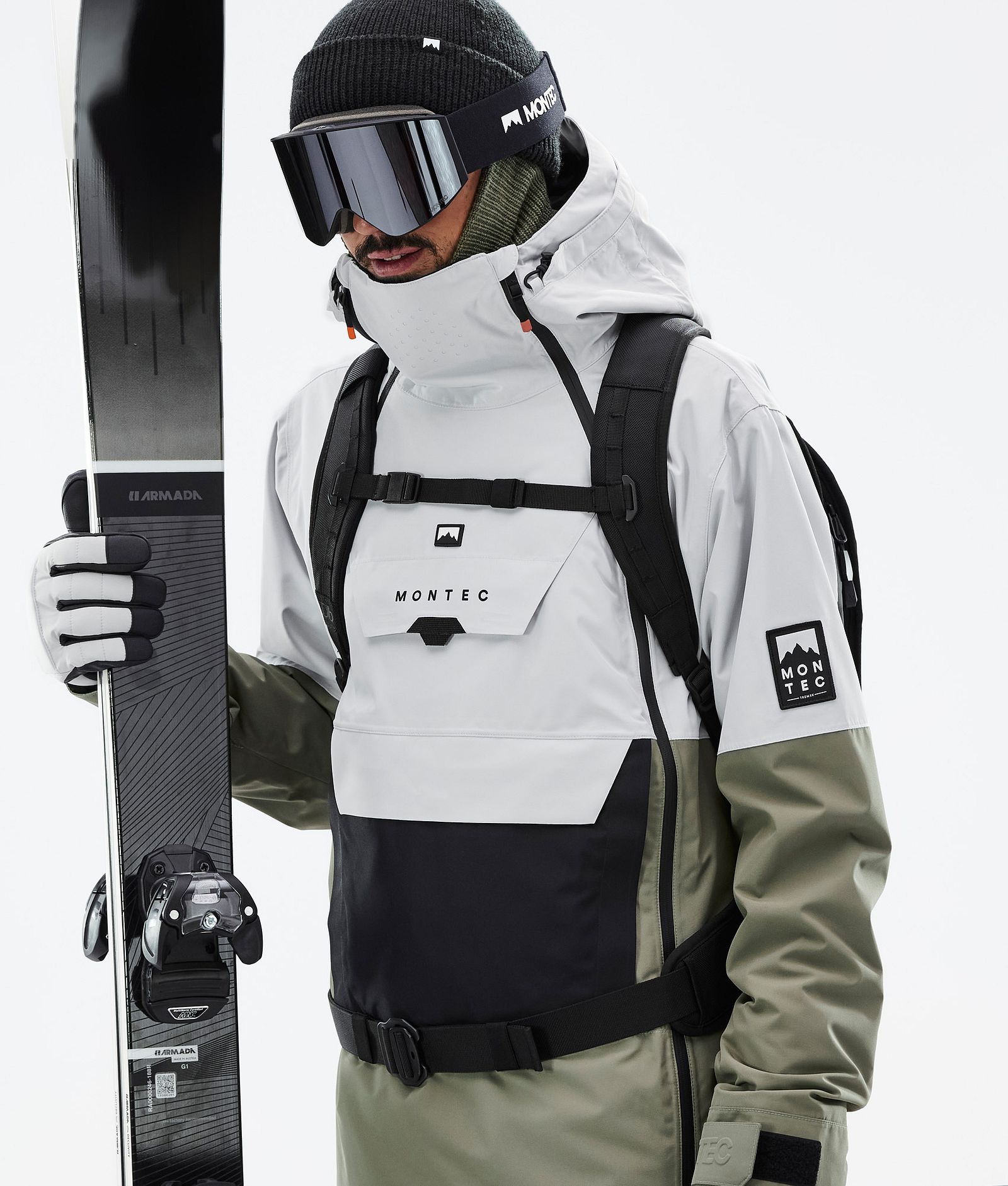 Doom Ski Jacket Men Light Grey/Black/Greenish, Image 2 of 11