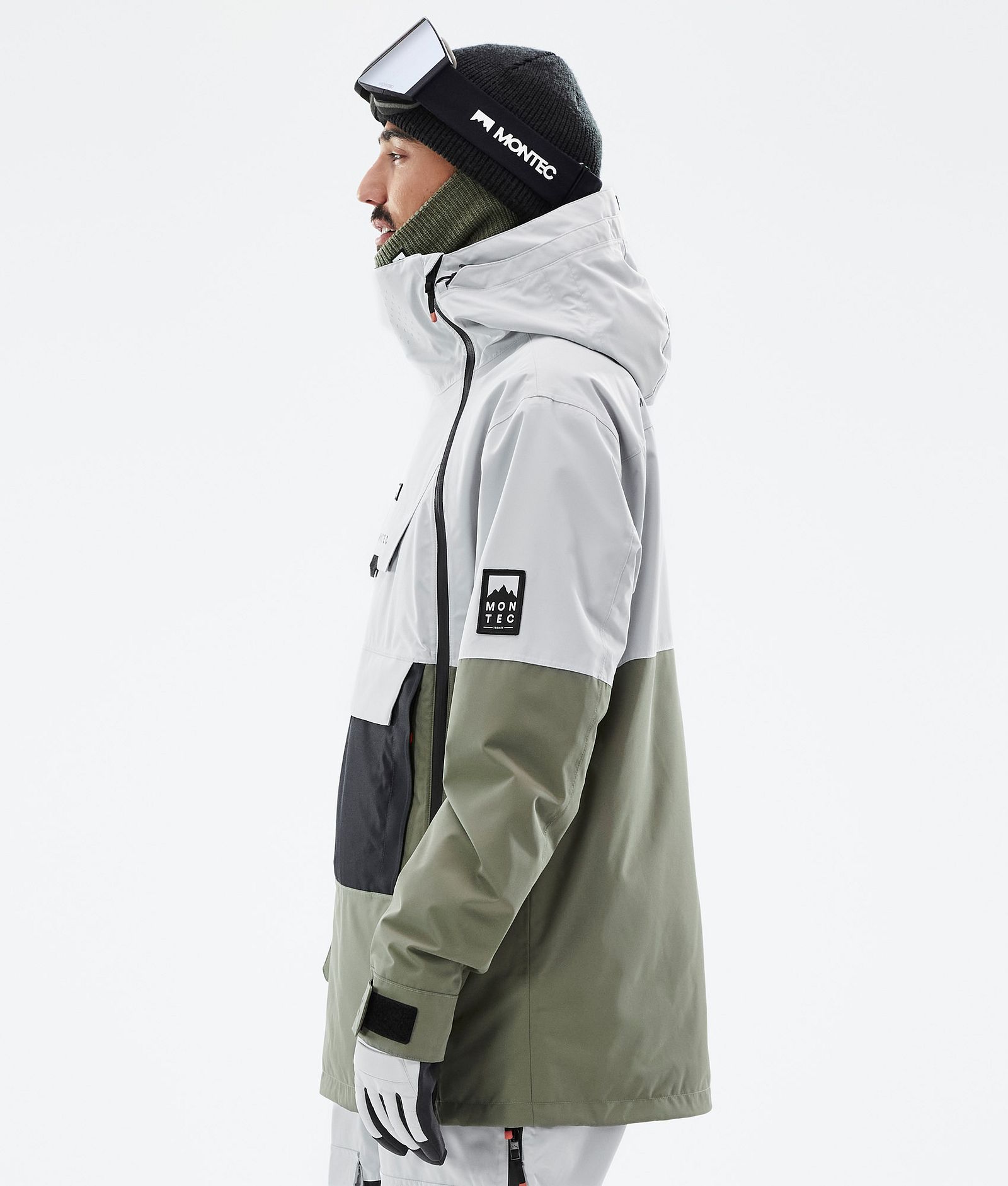 Doom Snowboard jas Heren Light Grey/Black/Greenish