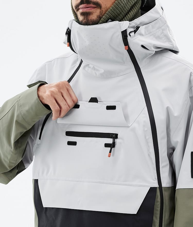 Doom Snowboard Jacket Men Light Grey/Black/Greenish, Image 10 of 11