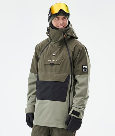 Doom Snowboard Jacket Men Olive Green/Black/Greenish Renewed