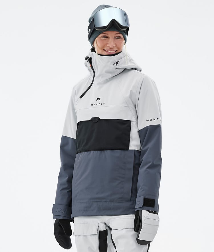 Montec Dune W Women's Snowboard Jacket Light Grey/Black/Metal Blue | Montecwear.com