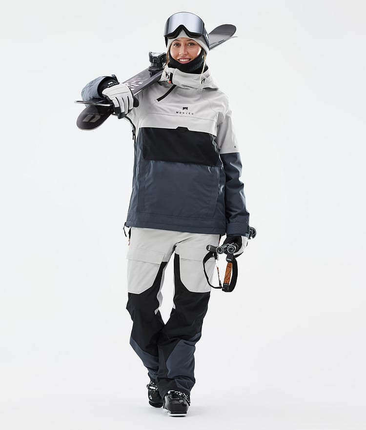 Dune W Skijacke Damen Light Grey/Black/Metal Blue