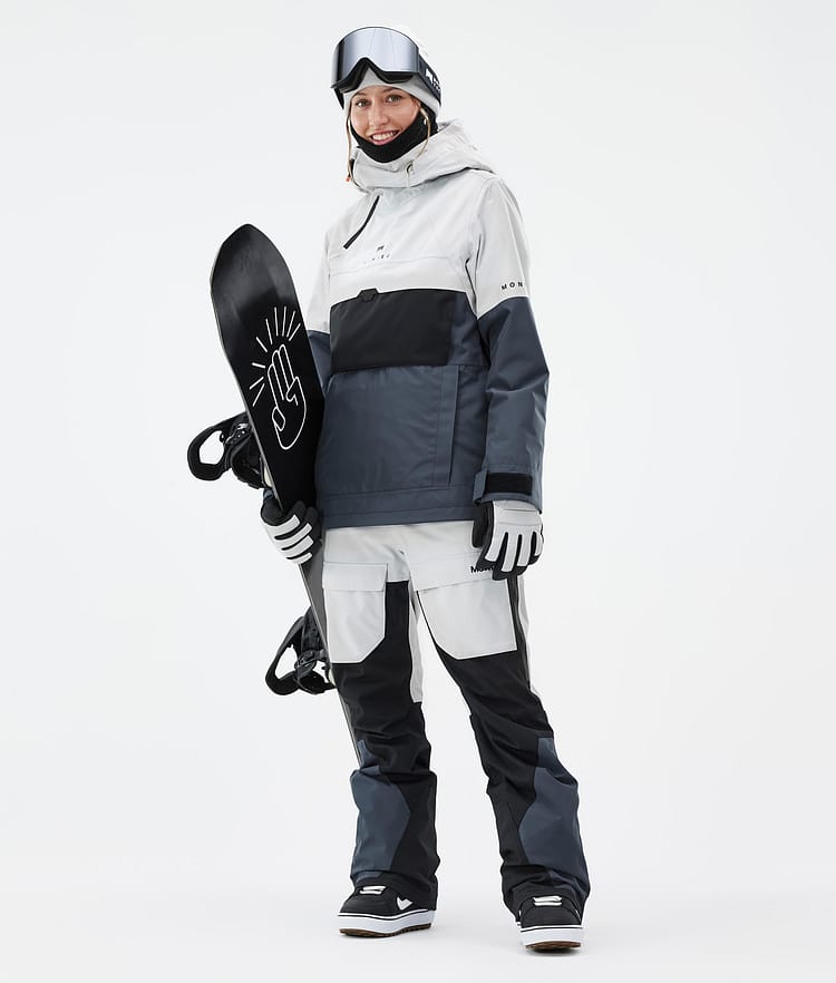 Dune W Snowboardjakke Dame Light Grey/Black/Metal Blue Renewed, Bilde 3 av 9