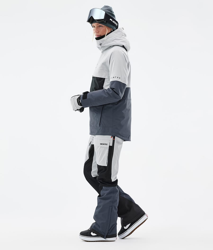 Dune W Snowboard Jacket Women Light Grey/Black/Metal Blue