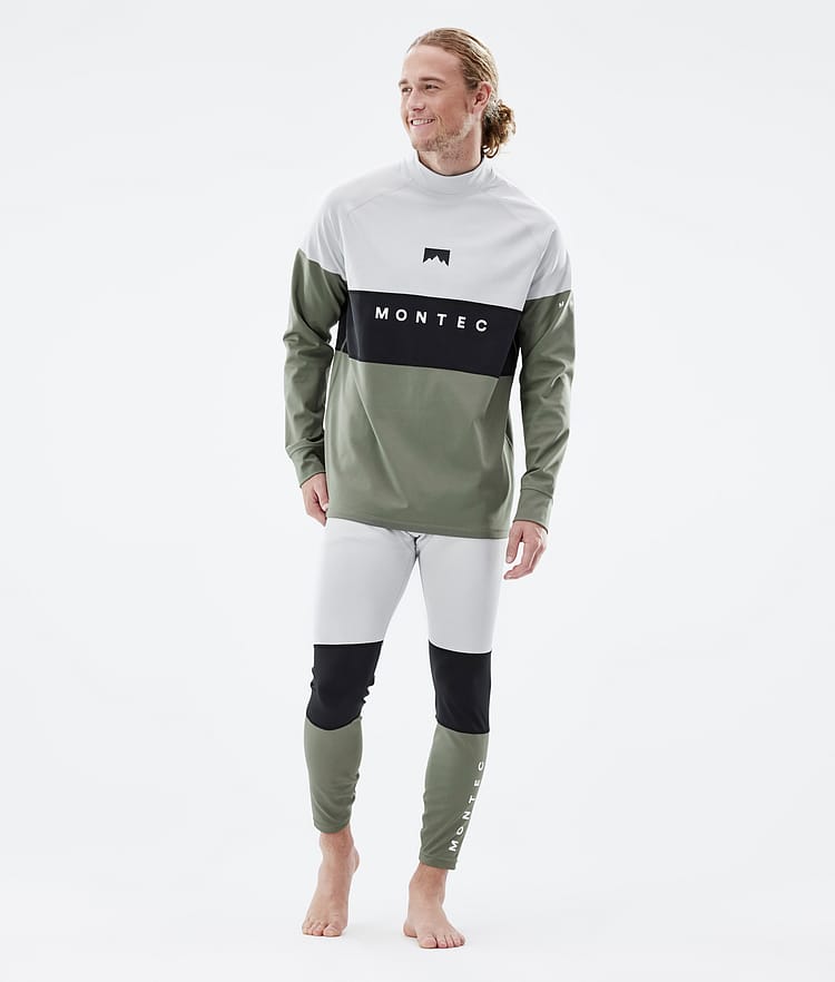 Alpha Baselayer top Herre Light Grey/Black/Greenish