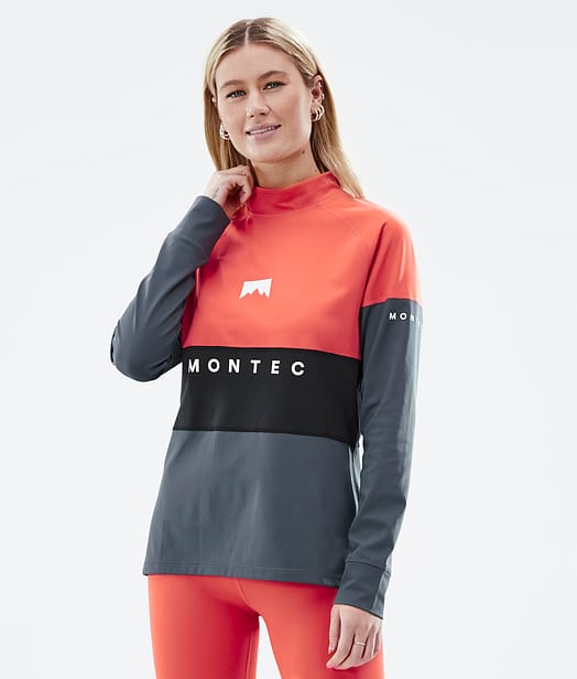 Alpha W Baselayer top Dame Coral/Black/Metal Blue