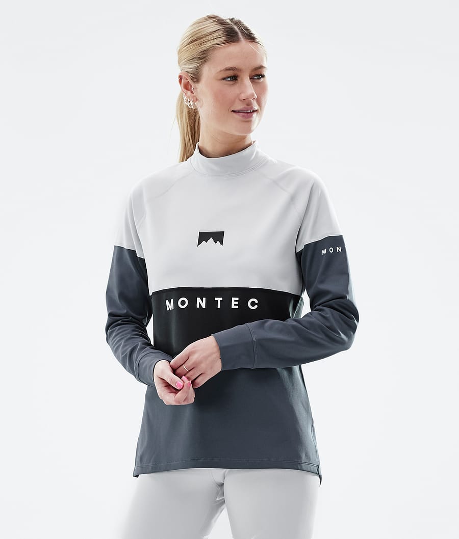 Alpha W Superundertøy overdel Dame Light Grey/Black/Metal Blue