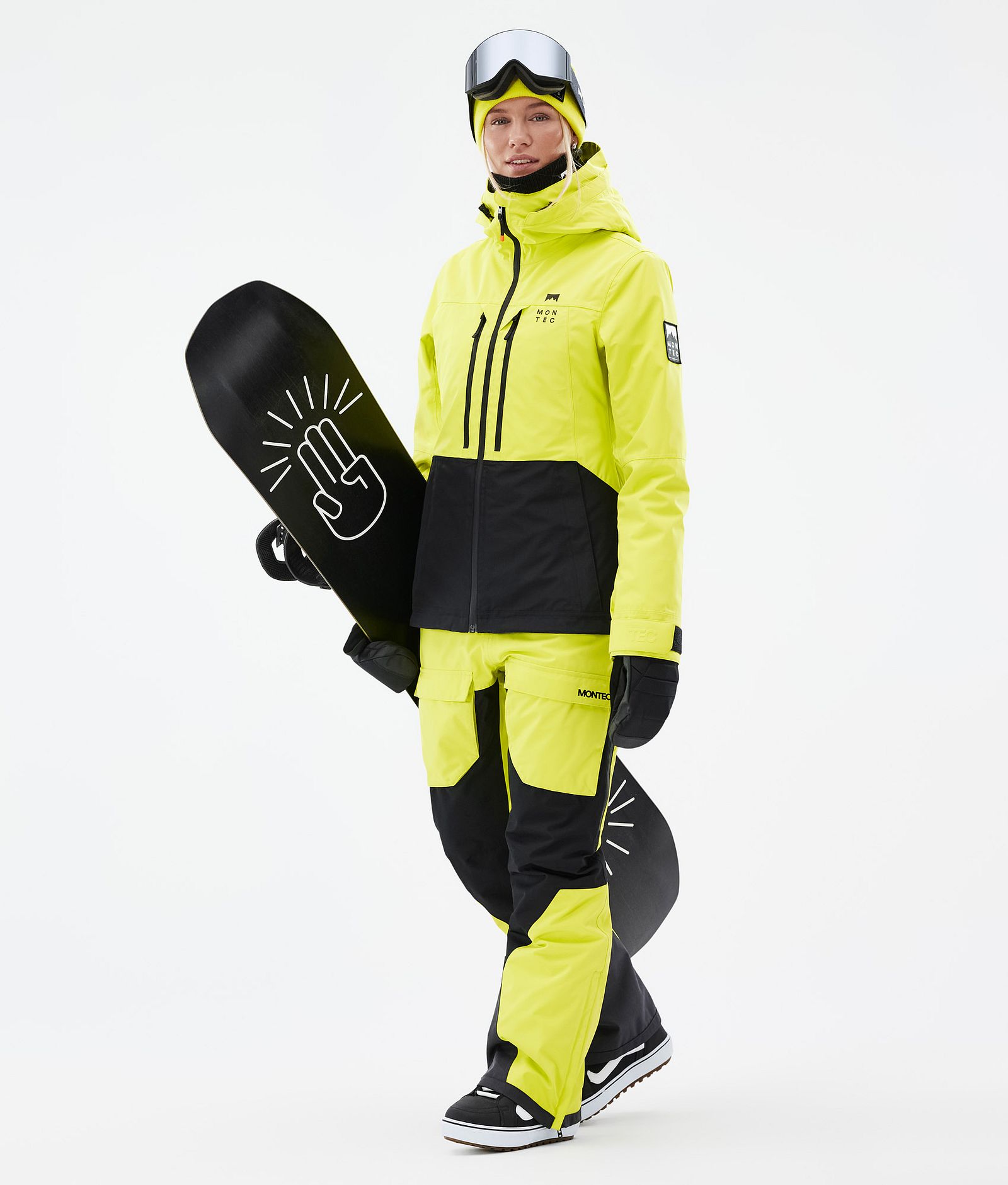 Moss W Snowboardjacka Dam Bright Yellow/Black Renewed, Bild 3 av 10