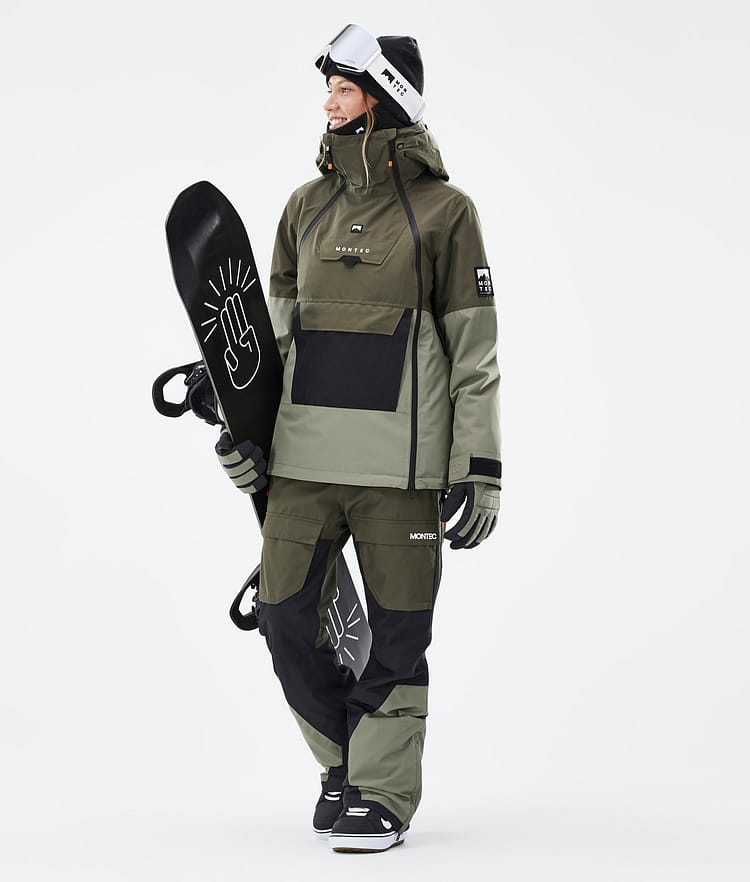 Fawk W Pantalon de Snowboard Femme Olive Green/Black/Greenish, Image 2 sur 7