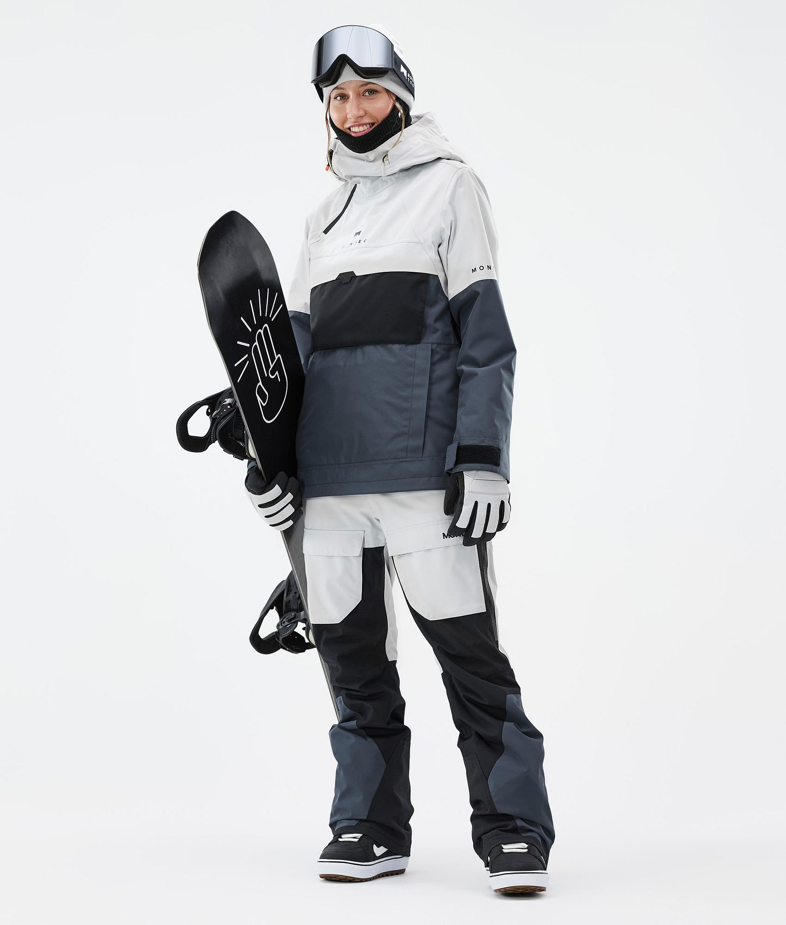 Fawk W Pantaloni Snowboard Donna Light Grey/Black/Metal Blue Renewed, Immagine 2 di 7