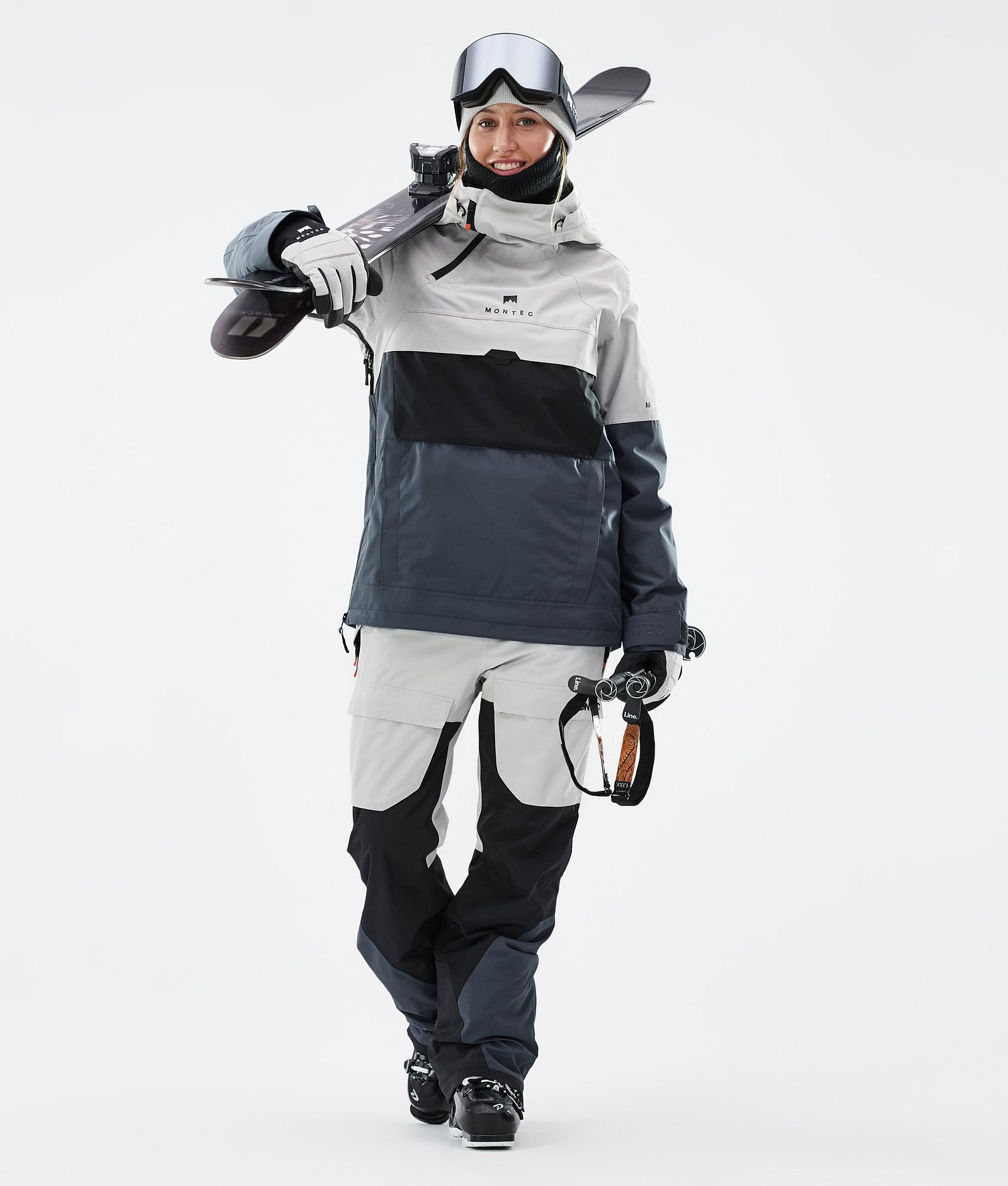 Montec Fawk W Ski Pants Women Light Grey/Black/Metal Blue | Montecwear.com