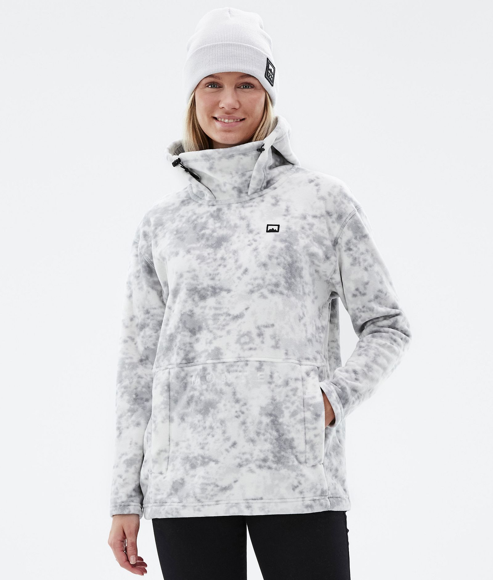 Delta W Fleece Hoodie Women Grey Tiedye, Image 1 of 7