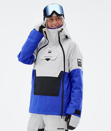 Doom W Snowboard Jacket Women Light Grey/Black/Cobalt Blue