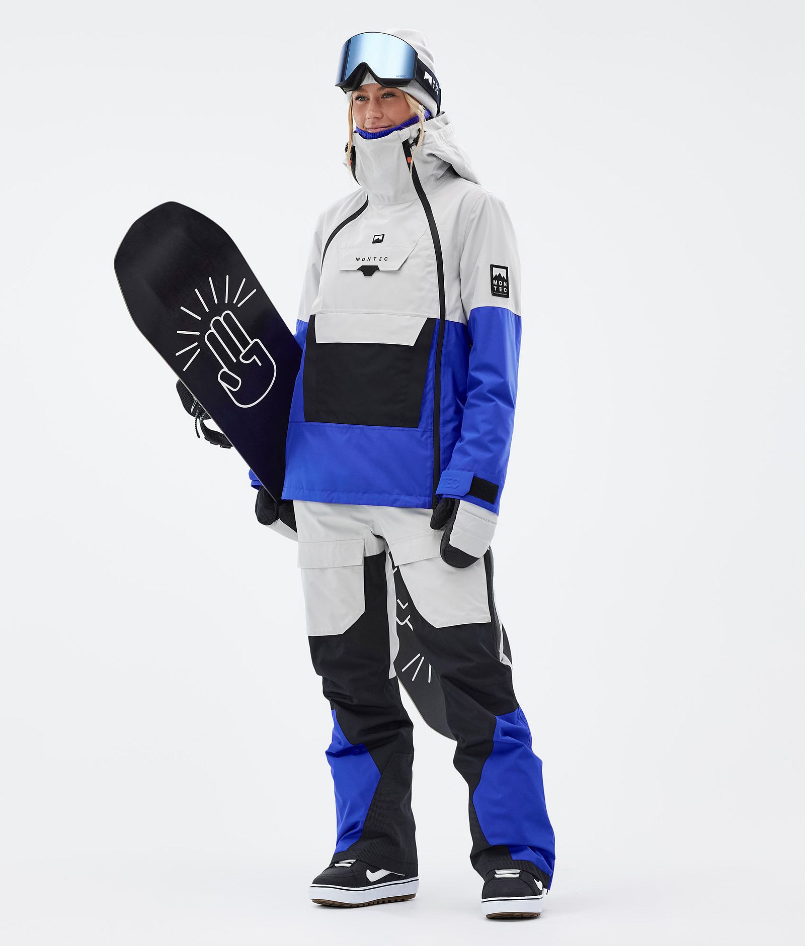 Doom W Giacca Snowboard Donna Light Grey/Black/Cobalt Blue, Immagine 3 di 11