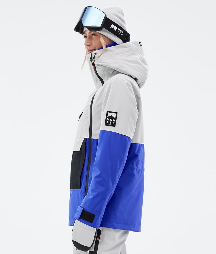 Doom W Manteau Ski Femme Light Grey/Black/Cobalt Blue