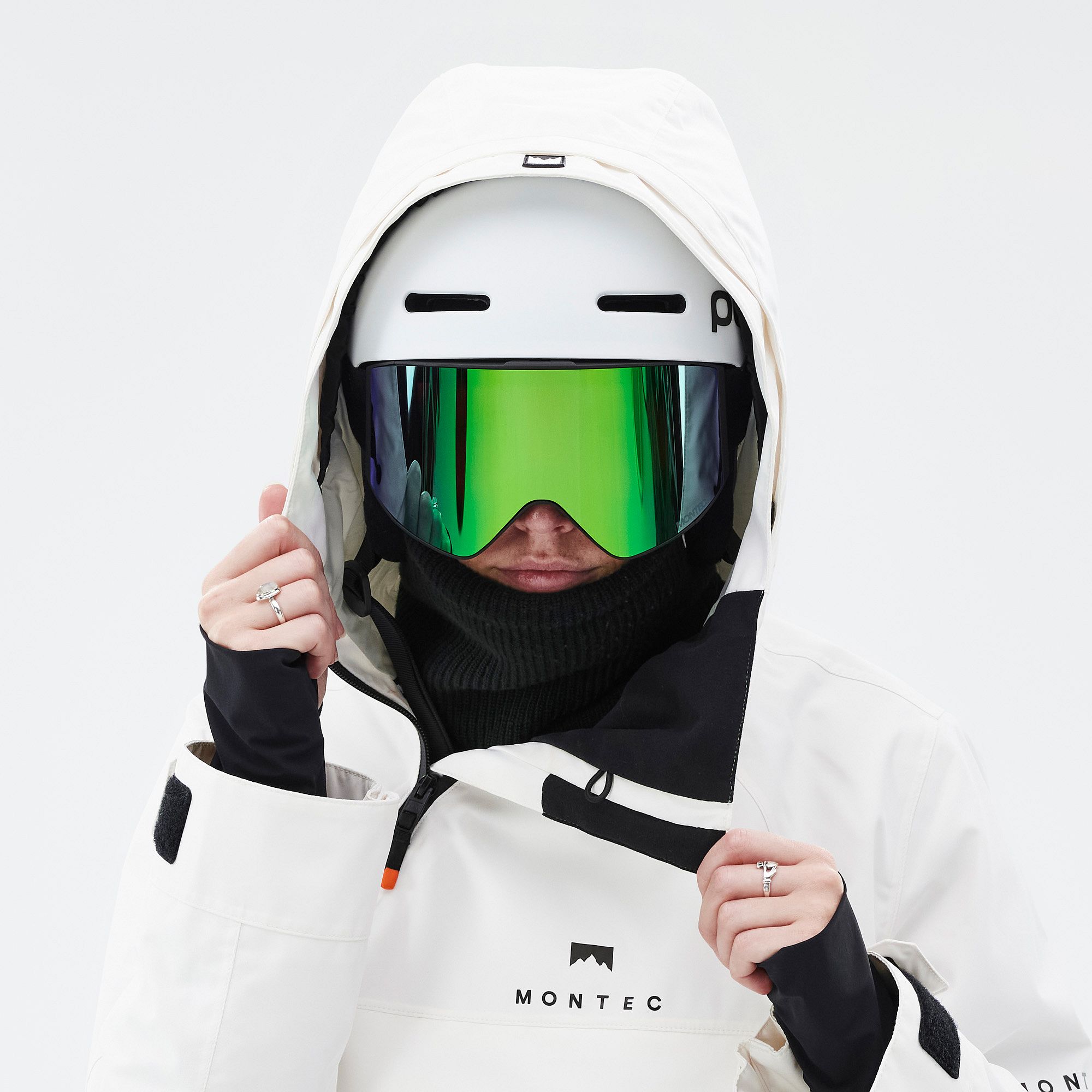 MONTEC ホワイト スノーボードウェア 上下セット【MONTEC】Ski Snowboard Wear Women's ◇JK＆ビブ