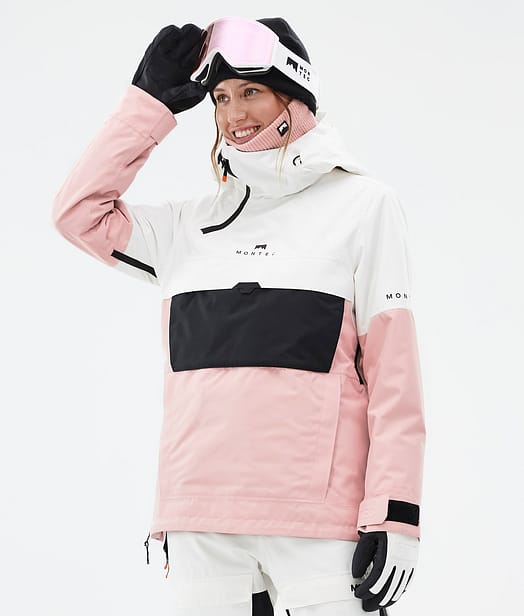 Dune W Giacca Snowboard Donna Old White/Black/Soft Pink