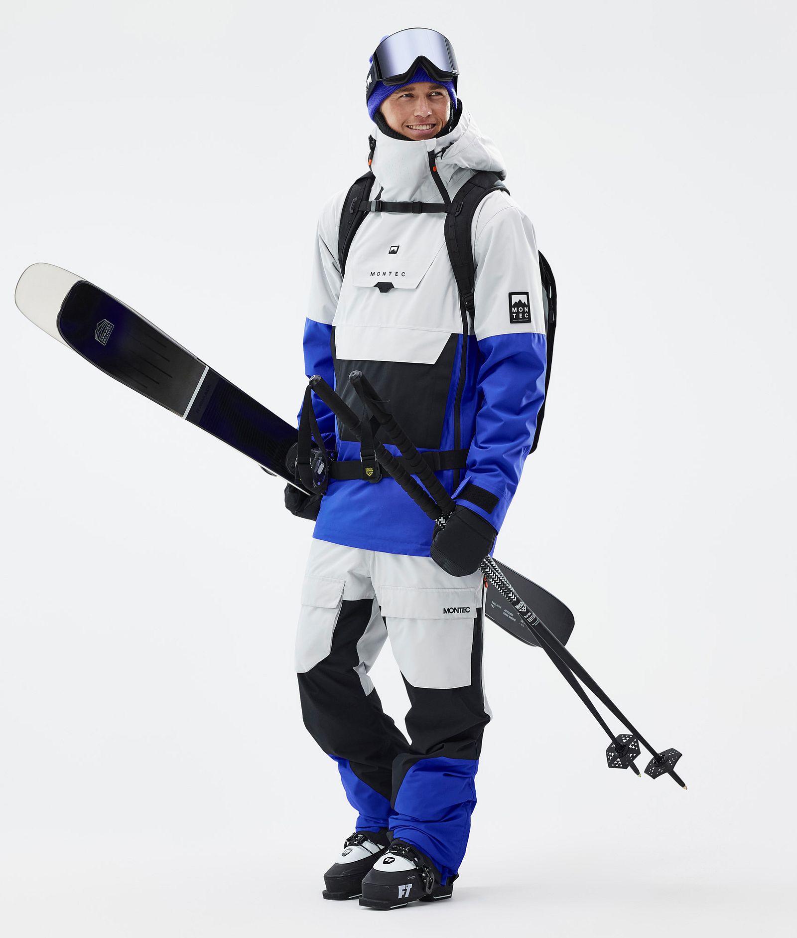 Fawk Ski Pants Men Light Grey/Black/Cobalt Blue