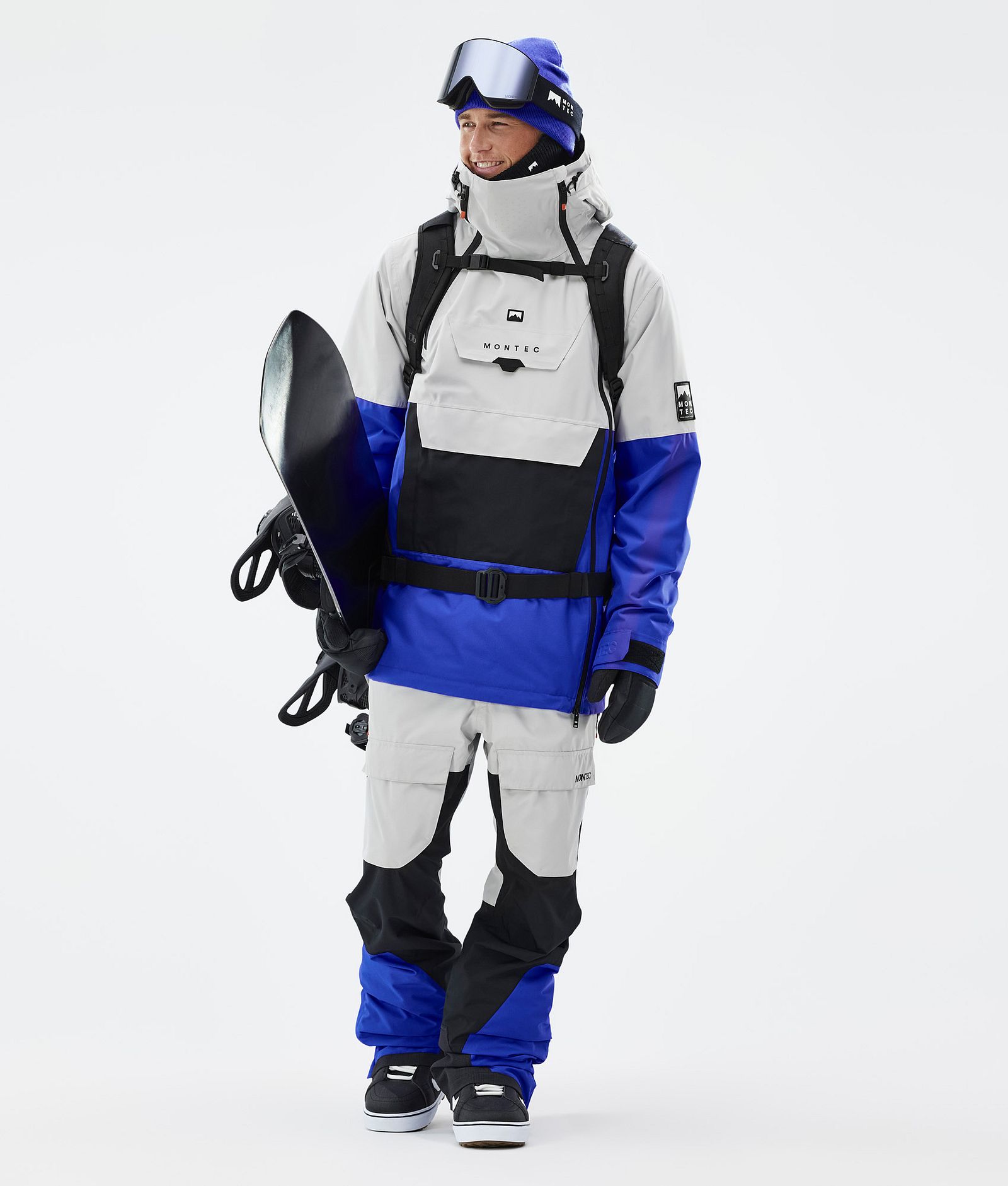 Montec Fawk Pantaloni Snowboard Uomo Light Grey/Black/Cobalt Blue