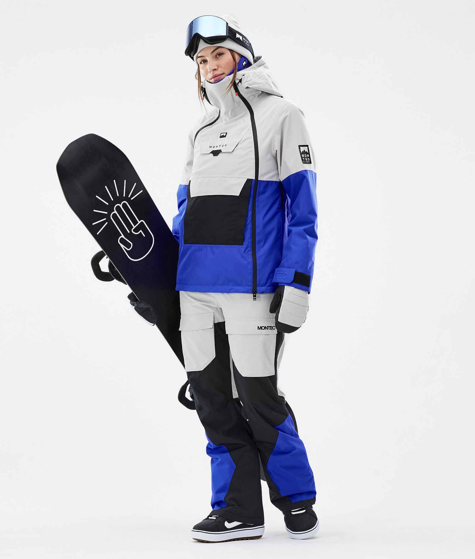 Fawk W Pantalon de Snowboard Femme Light Grey/Black/Cobalt Blue, Image 2 sur 7