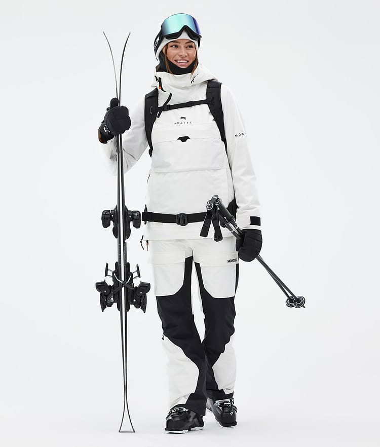 Women's ski wear, Winter fashion, White ski pants, Black and white ski  jacket