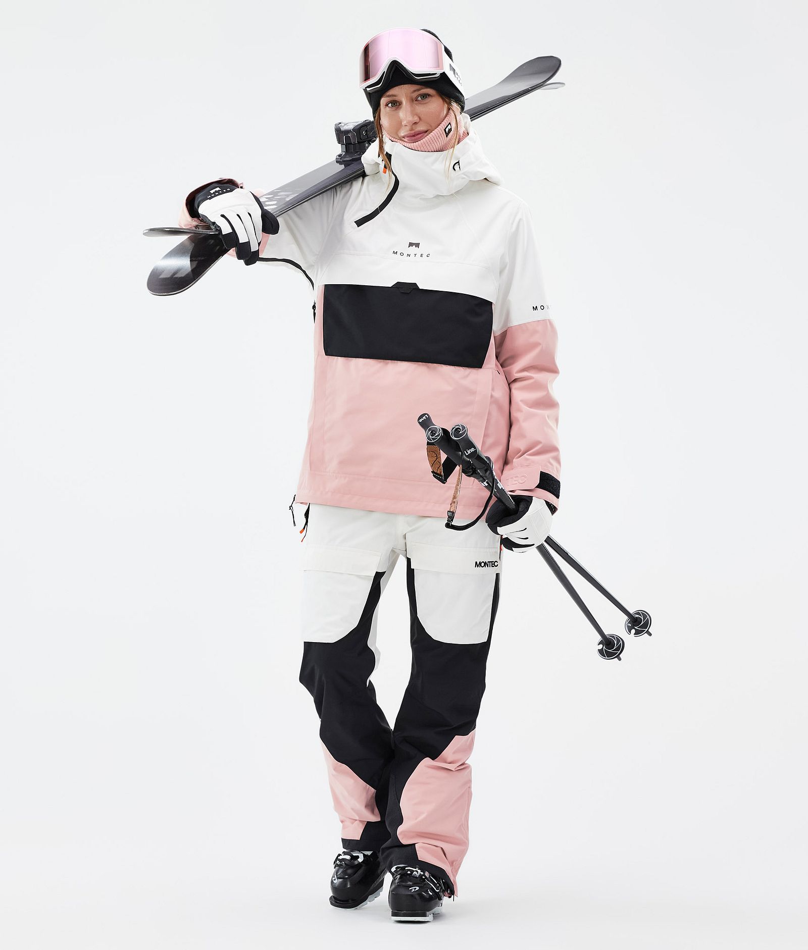 Fawk W Pantalon de Ski Femme Old White/Black/Soft Pink, Image 2 sur 7