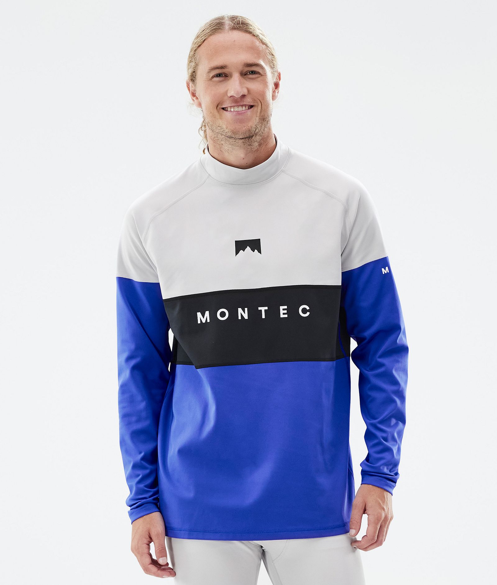 Montec Alpha Maglia Termica Uomo Light Grey/Black/Cobalt Blue - Grigio