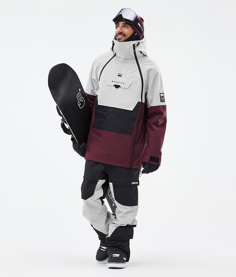 Doom Snowboardjacke Herren Light Grey/Black/Burgundy Renewed, Bild 3 von 11