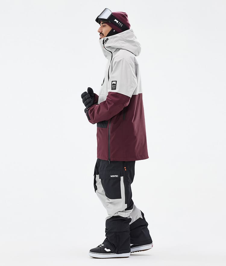 Doom Snowboardjacke Herren Light Grey/Black/Burgundy Renewed, Bild 4 von 11