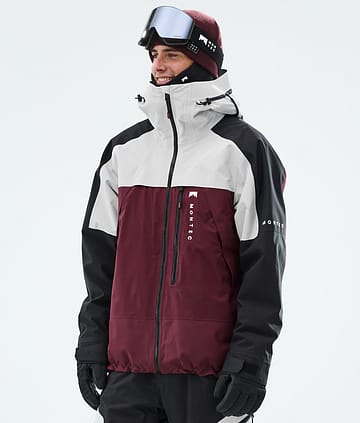 Oracle Ski Jacket Men Light Grey/Black/Burgundy
