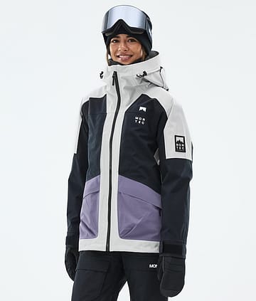 Morpheus W Snowboard Jacket Women Light Grey/Black/Dark Purple