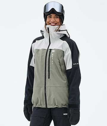 Oracle W Snowboard Jacket Women Light Grey/Black/Greenish