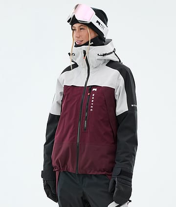 Oracle W Veste de Ski Femme Light Grey/Black/Burgundy