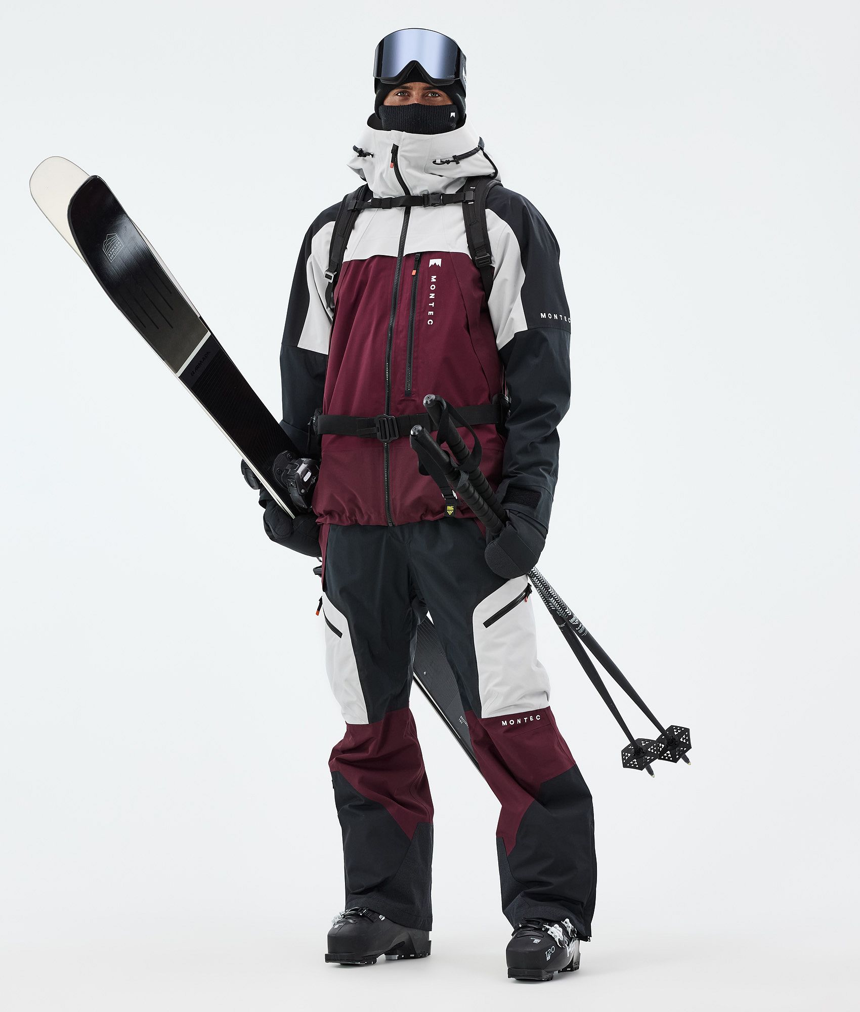 Montec Dozer Ski Pants Men Light Grey/Black/Burgundy | Montecwear.com
