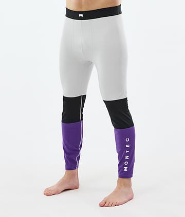 Alpha Legginsy Termoaktywne Mężczyźni Light Grey/Black/Vivid Purple
