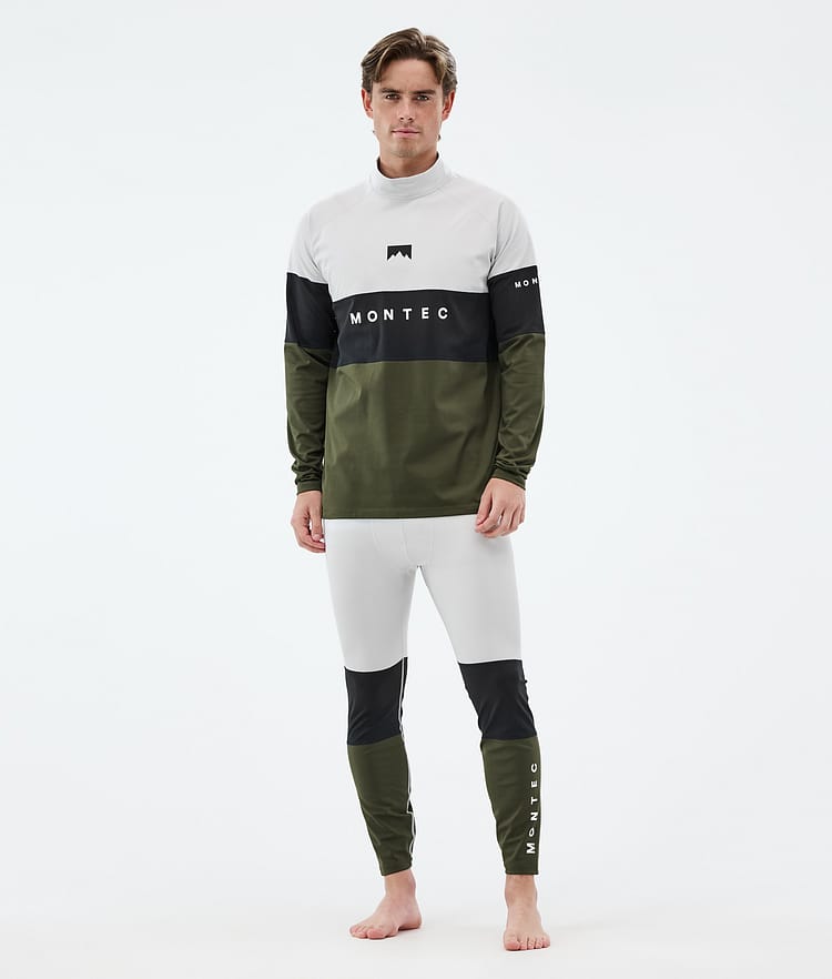 Alpha Base Layer Top Men Light Grey/Black/Olive Green, Image 3 of 5