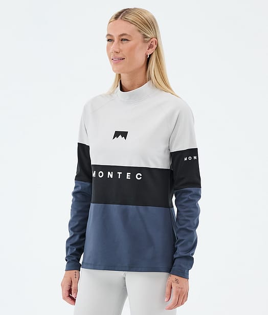 Alpha W Base Layer Top Women Light Grey/Black/Metal Blue