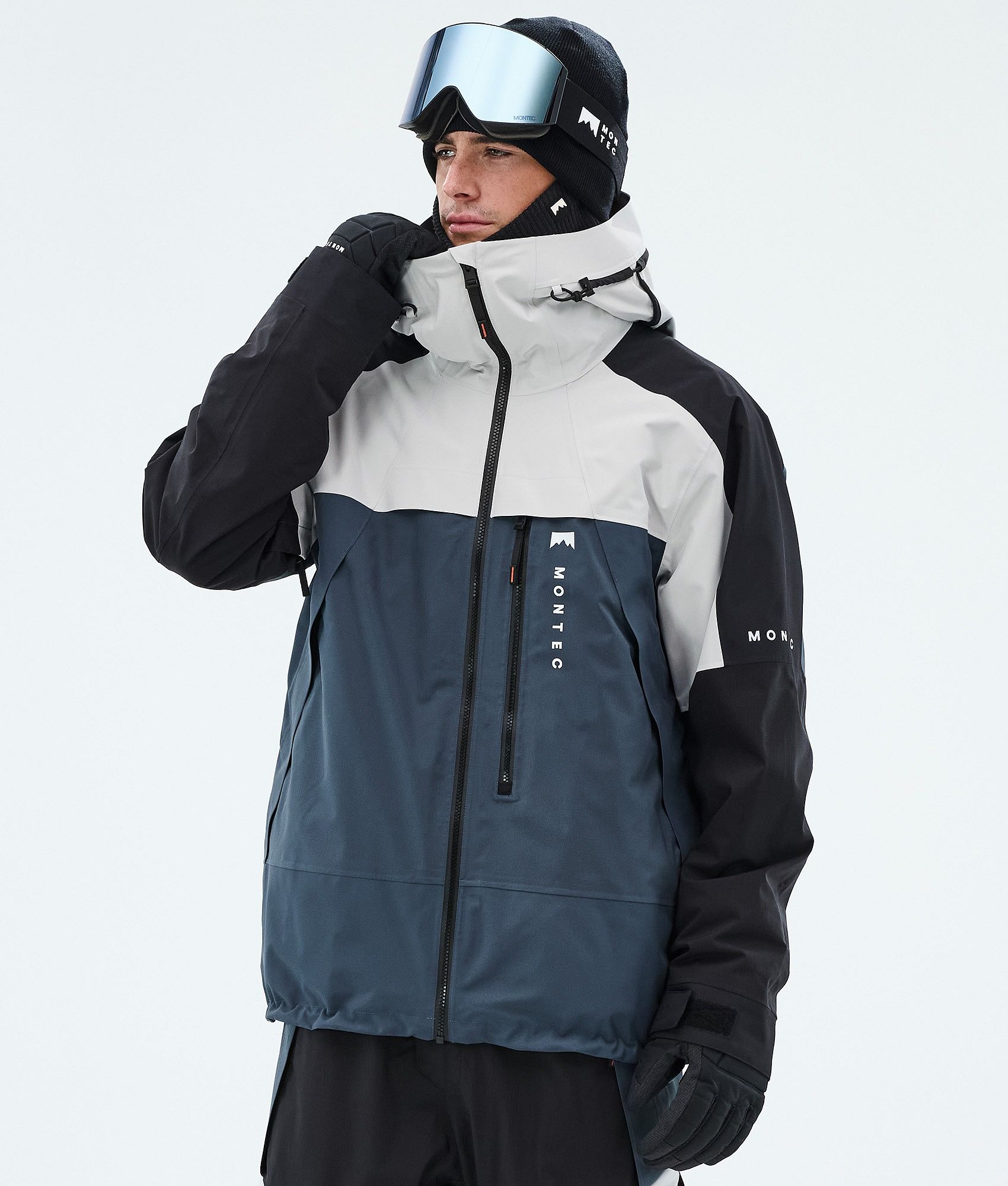 Montec Oracle Snowboard Jacket Men Light Grey/Black/Metal Blue