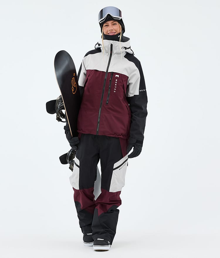 Dozer W Snowboard Bukser Dame Light Grey/Black/Burgundy, Image 2 of 7