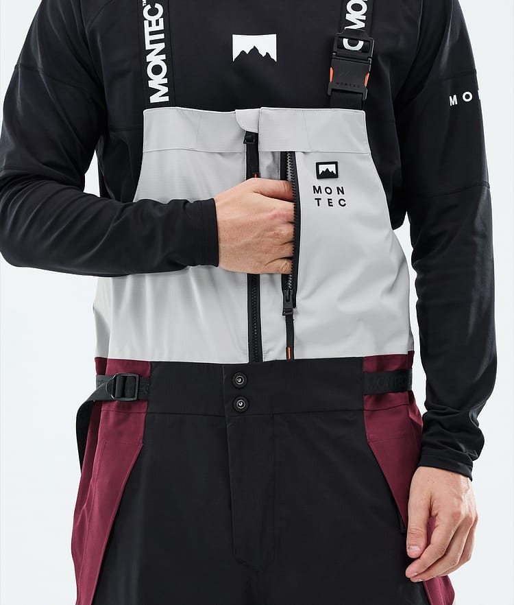 Dozer Snowboard Pants Men Light Grey/Black/Burgundy, Image 5 of 6
