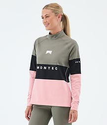 Montec Alpha W Base Layer Top Women Greenish/Black/Soft Pink