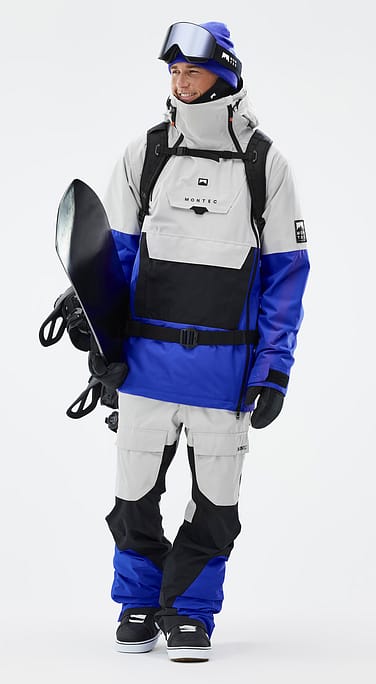 Doom Snowboard Outfit Herre Light Grey/Black/Cobalt Blue