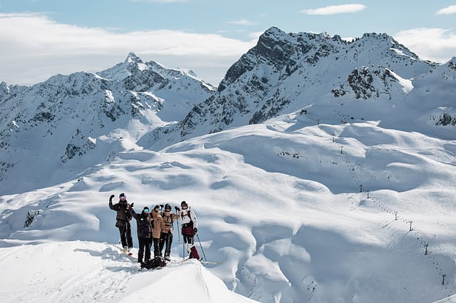 Fabio Studer enjoying a bluebird day with friends after fresh snowfall. Fabio Studer enjoying a bluebird day with friends after fresh snowfall.